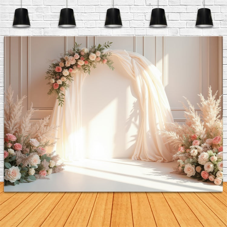 Fond Photo Fleurs Arche Douce Crème Mariage BRP1-362