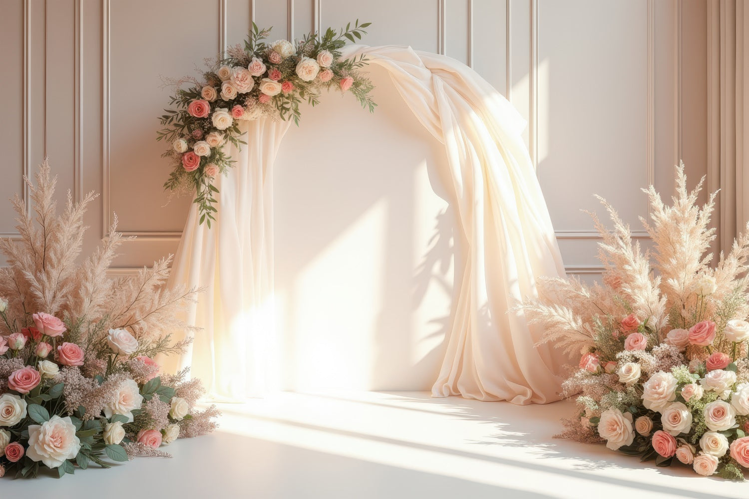Fond Photo Fleurs Arche Douce Crème Mariage BRP1-362
