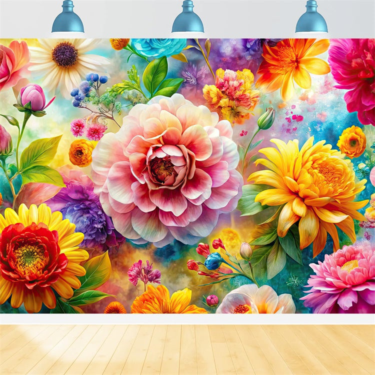 Fond Floral Art Vif Éclat de Fleurs Colorées BRP1-378