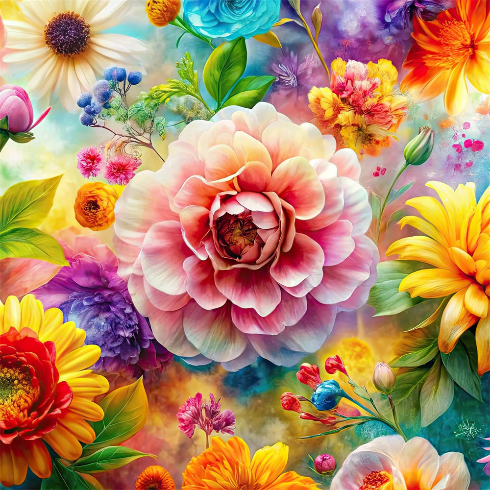 Fond Floral Art Vif Éclat de Fleurs Colorées BRP1-378
