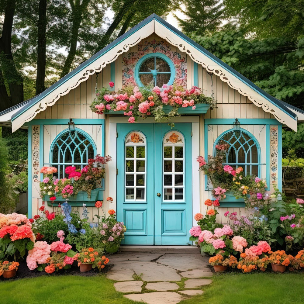 Toile de fond Fleur Jardin Cottage Bleu Charmant BRP1-381