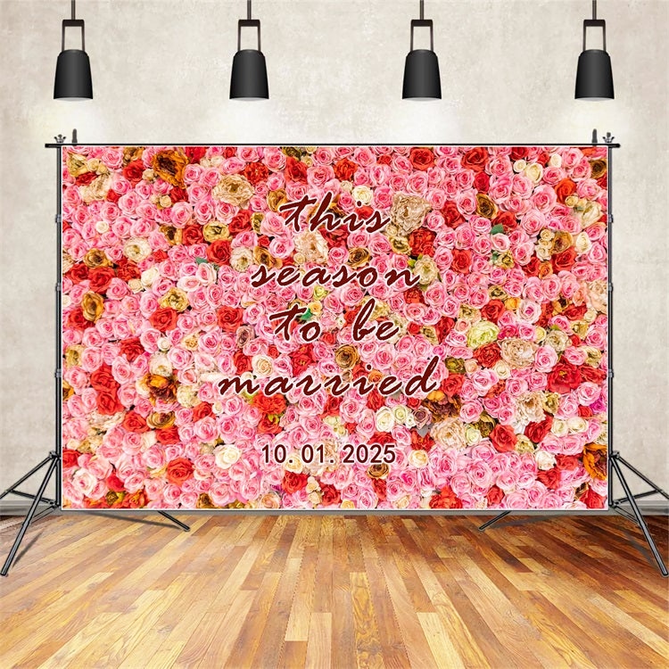 Toile de fond Mariage Personnalisée Célébration Florale Vibrante BRP1-422