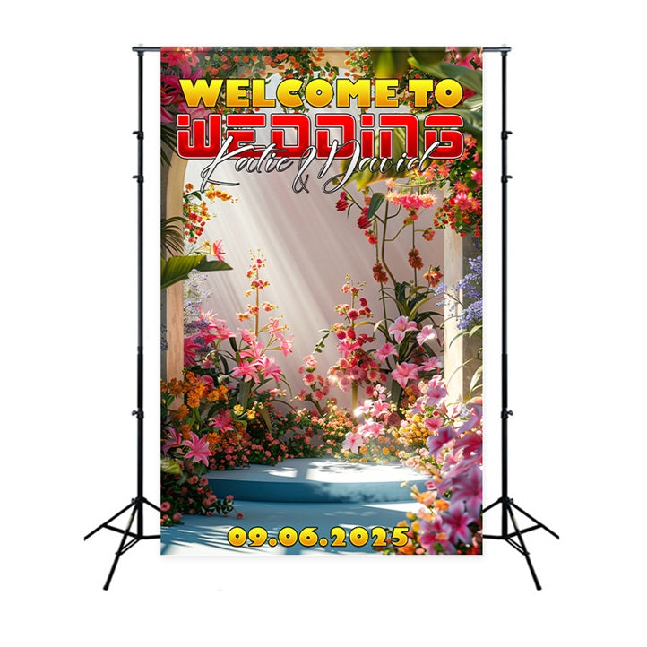 Toile de fond Arche Mariage Personnalisée Célébration Florale BRP1-433