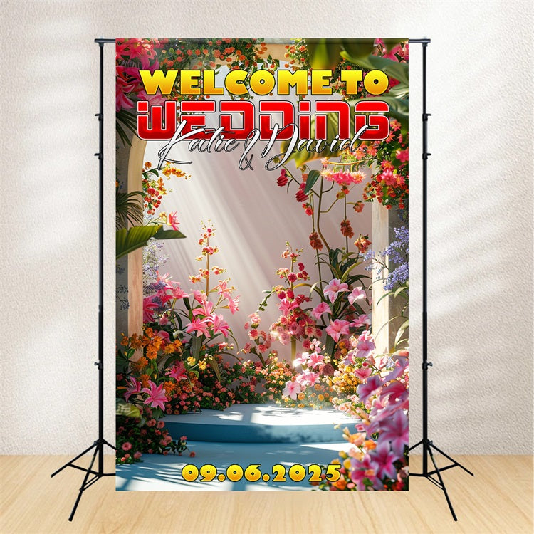 Toile de fond Arche Mariage Personnalisée Célébration Florale BRP1-433