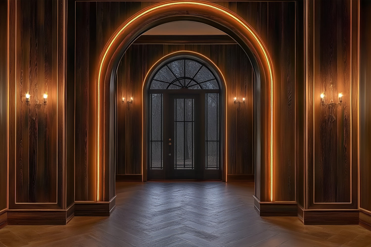 Toile de fond Boudoir Lueur Vintage Arche Bois BRP1-445