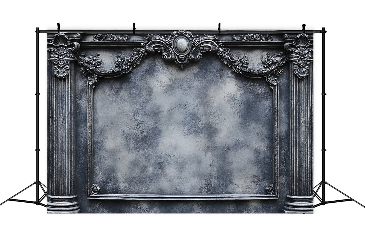 Toile de fond Boudoir Cadre Floral Gris Vintage BRP1-446