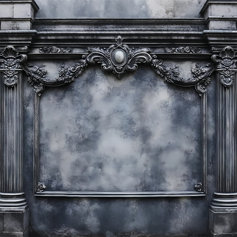 Toile de fond Boudoir Cadre Floral Gris Vintage BRP1-446