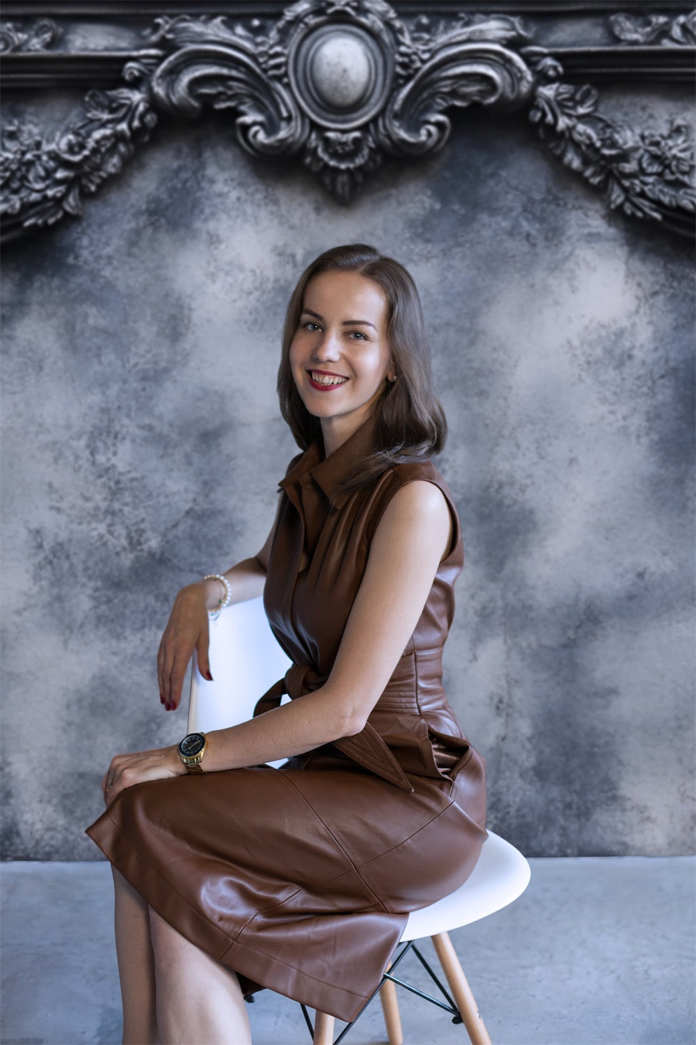 Toile de fond Boudoir Cadre Floral Gris Vintage BRP1-446