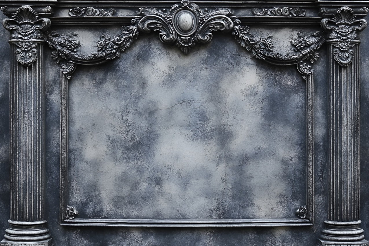 Toile de fond Boudoir Cadre Floral Gris Vintage BRP1-446