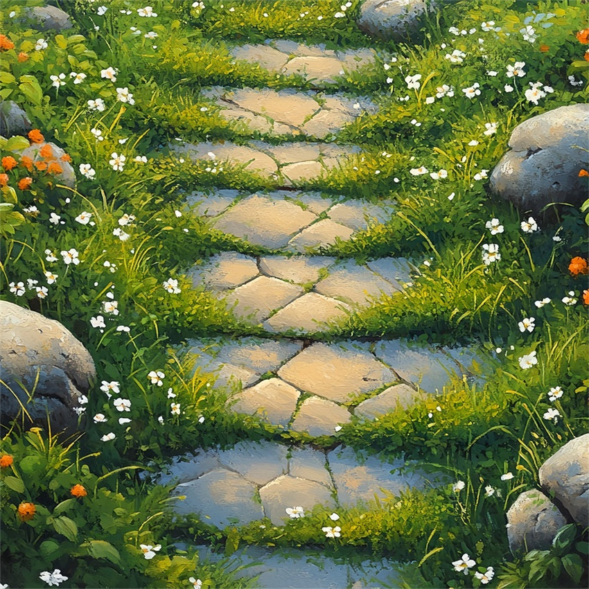 Toile de fond de Sol Prairie Pierres Fleurs Éclatantes BRP1-45