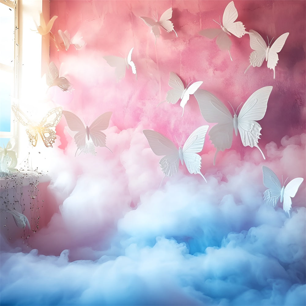 Fond Photo Boudoir Papillons Blancs Rêve Pastel BRP1-455