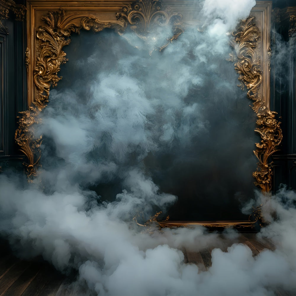 Toile de fond Boudoir Cadre Doré Vintage Brume BRP1-457