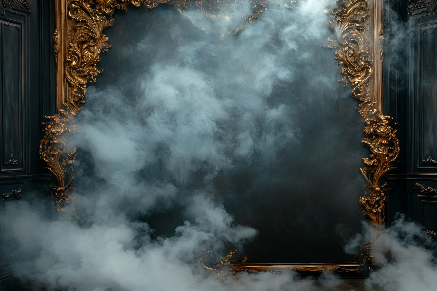 Toile de fond Boudoir Cadre Doré Vintage Brume BRP1-457