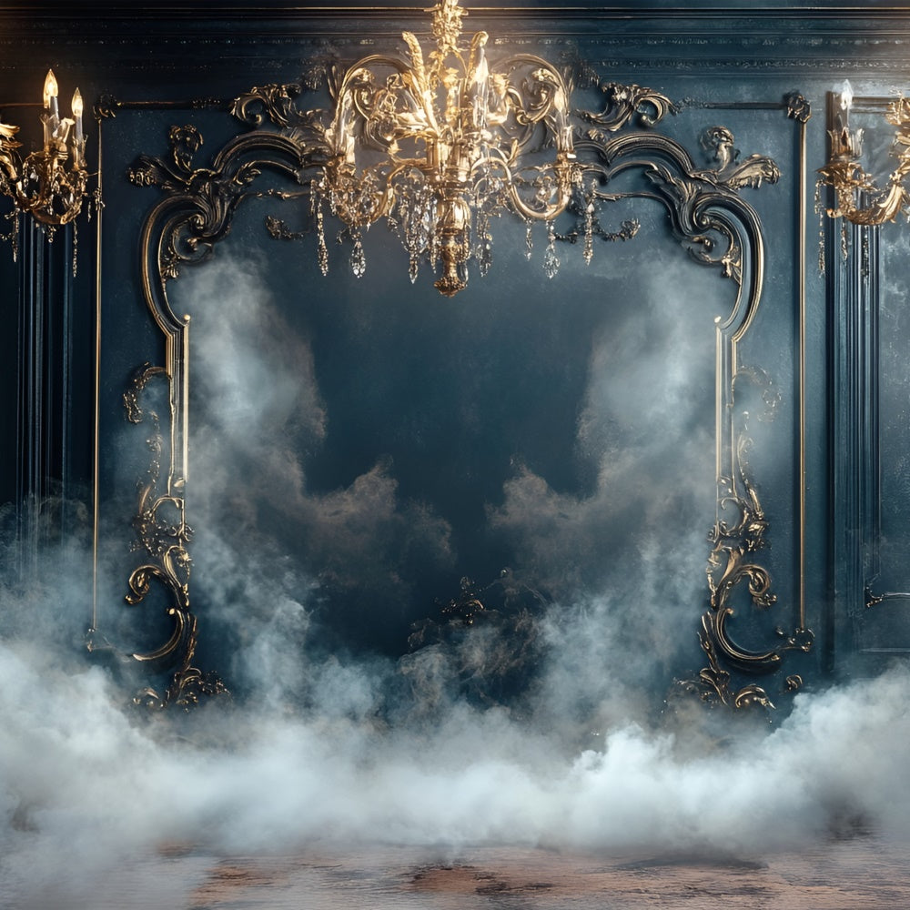 Toile de fond Boudoir Lustres Baroque Cadre Brumeux BRP1-458