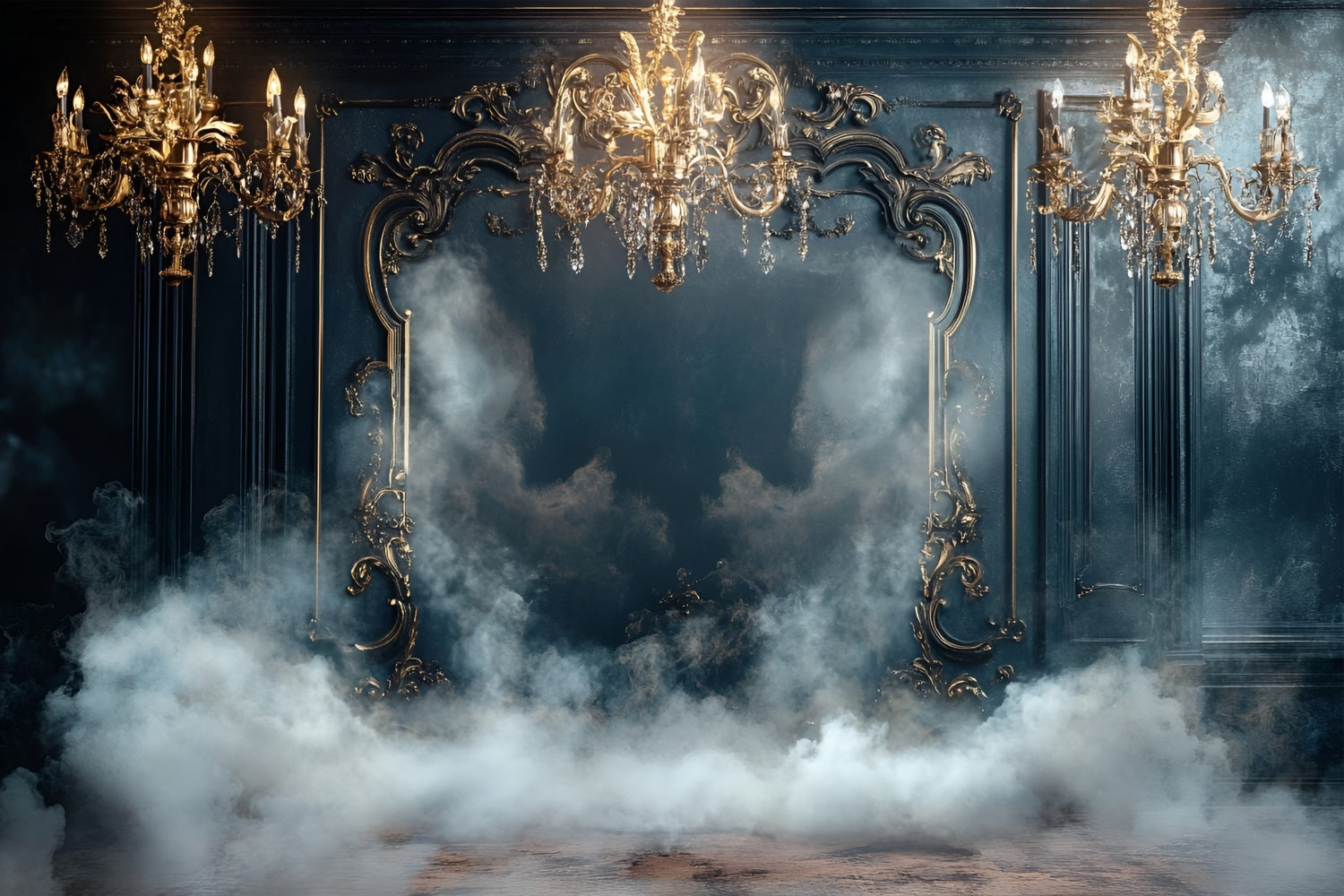 Toile de fond Boudoir Lustres Baroque Cadre Brumeux BRP1-458