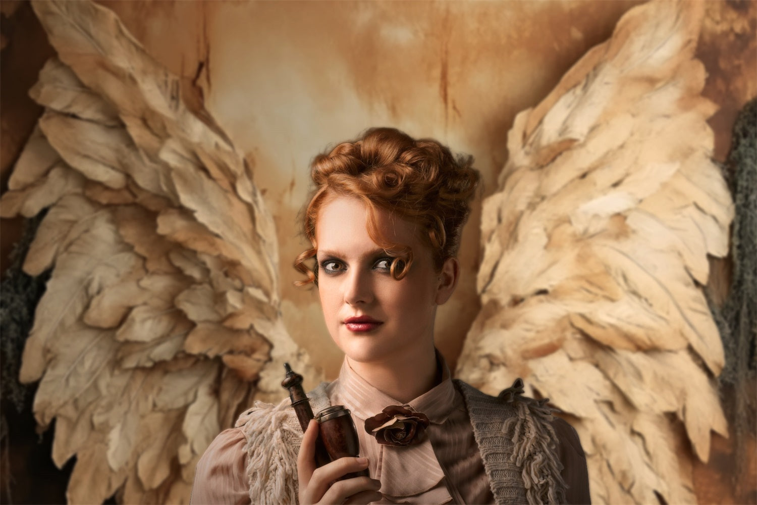 Toile de fond Photographique Boudoir Plume Dorée Angélique BRP1-465