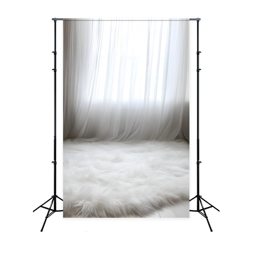 Toile de fond Boudoir Sol Fourrure Blanche Minimaliste BRP1-467