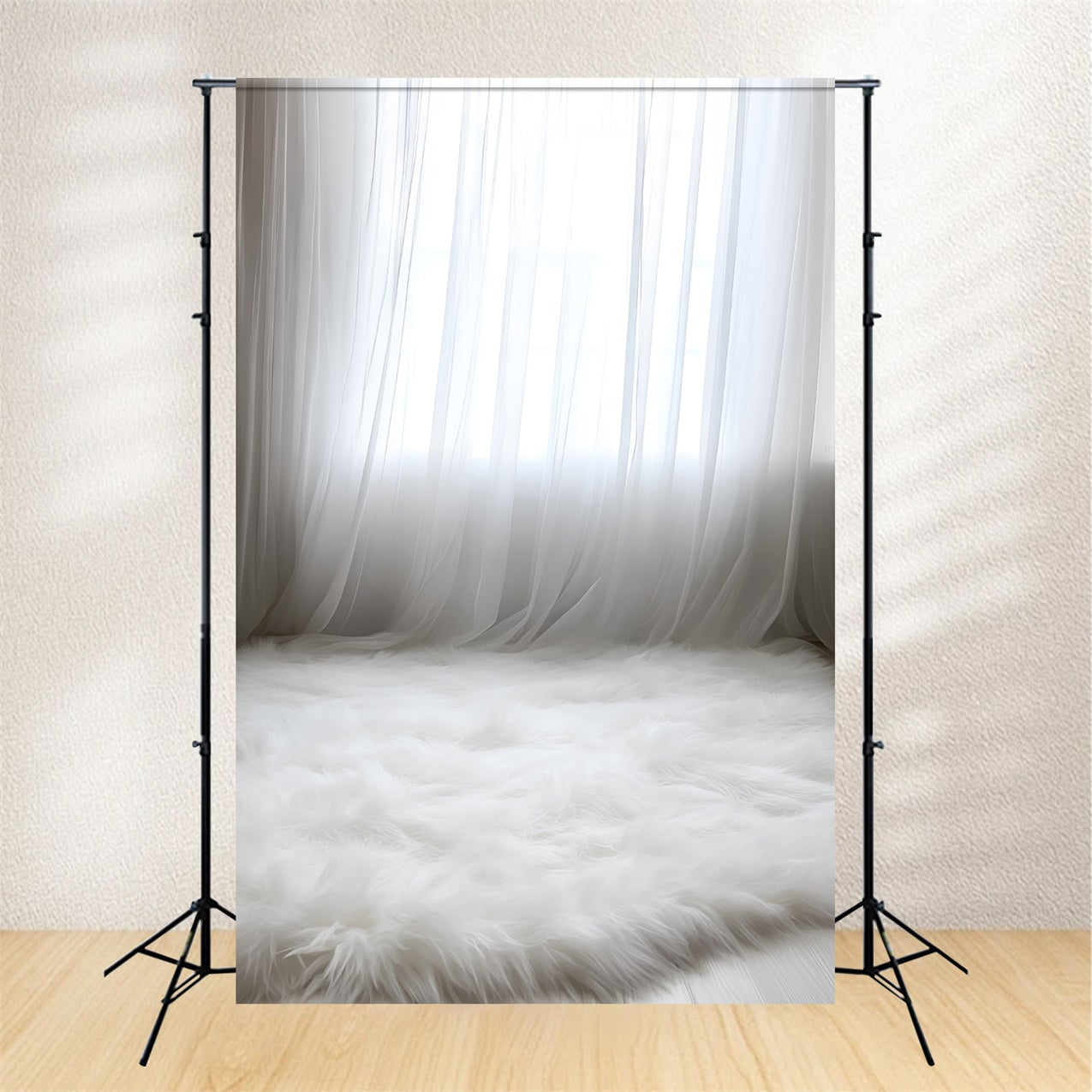 Toile de fond Boudoir Sol Fourrure Blanche Minimaliste BRP1-467