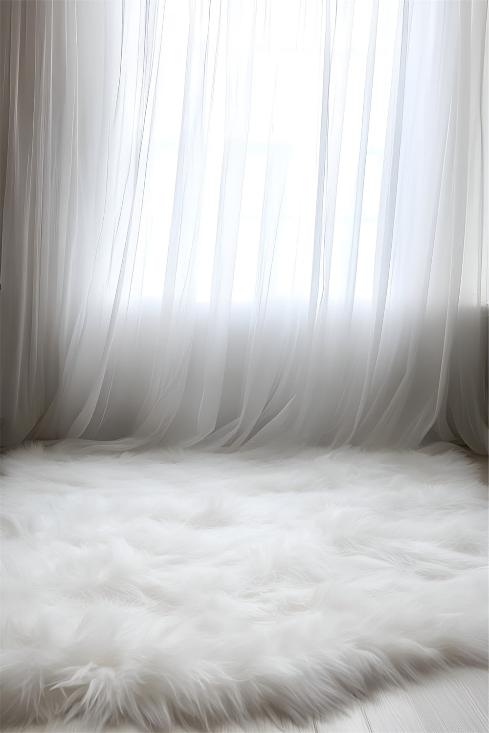 Toile de fond Boudoir Sol Fourrure Blanche Minimaliste BRP1-467
