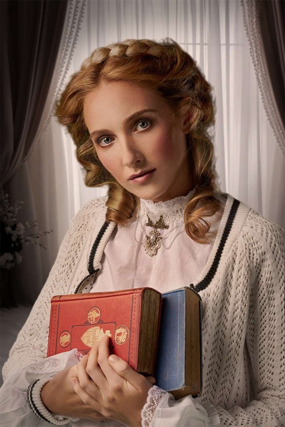 Fond Boudoir Élégance Vintage Rideaux Fourrure BRP1-468