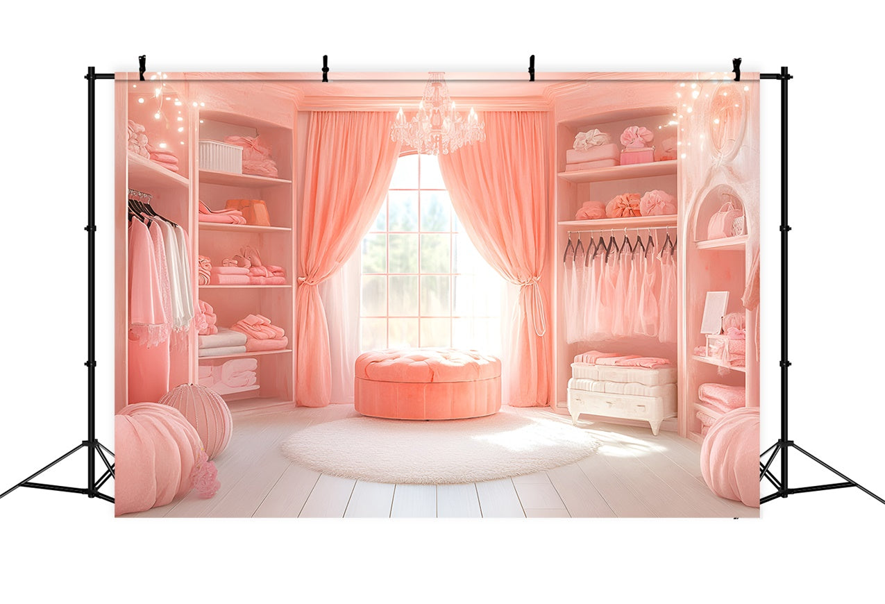 Fond Photo Boudoir Fenêtre Rose Élégante Chambre BRP1-470