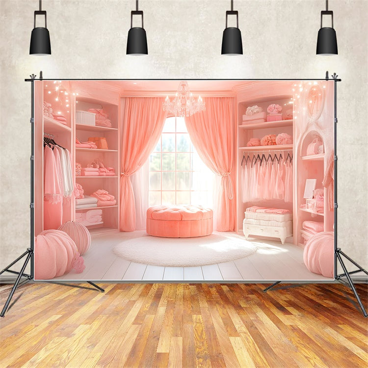 Fond Photo Boudoir Fenêtre Rose Élégante Chambre BRP1-470