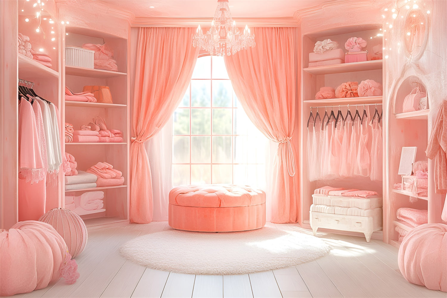 Fond Photo Boudoir Fenêtre Rose Élégante Chambre BRP1-470