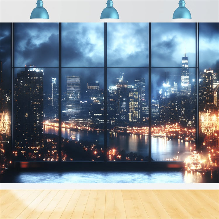 Toile de fond Boudoir Paysage Urbain Nuit Fenêtre BRP1-471
