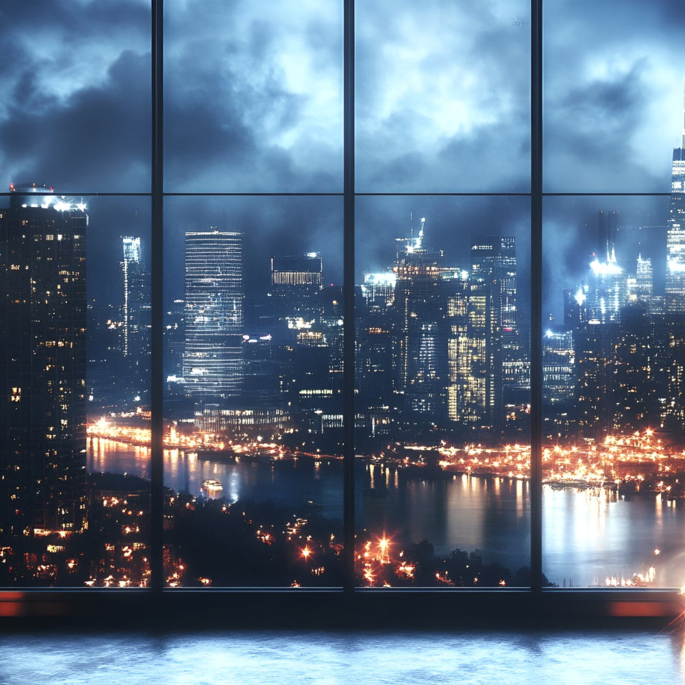 Toile de fond Boudoir Paysage Urbain Nuit Fenêtre BRP1-471