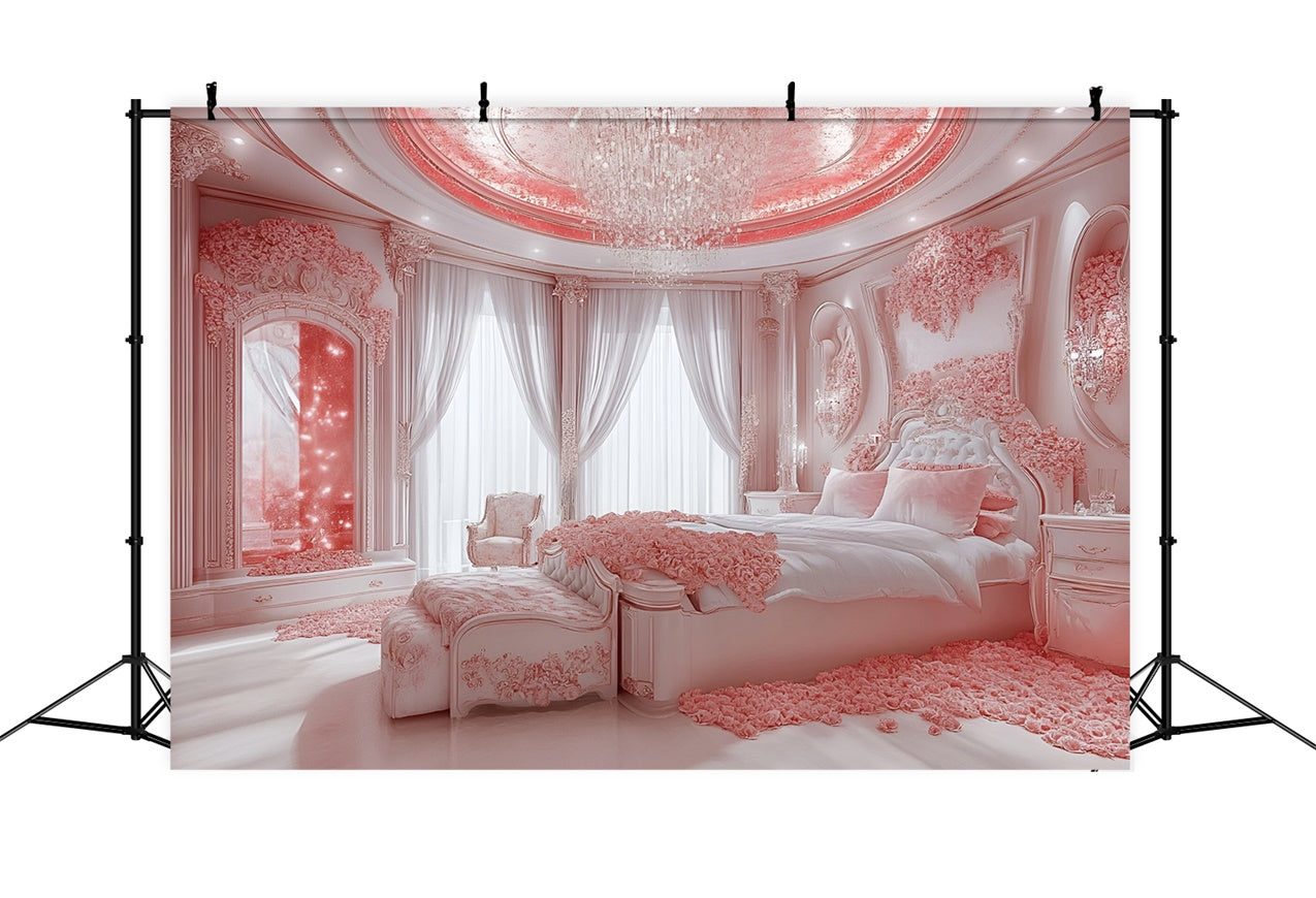 Toile de fond Boudoir Chambre Rose Cristaux Lumineux BRP1-477