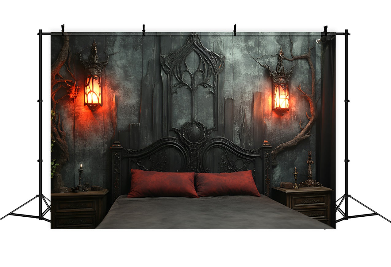 Toile de fond Boudoir Tête de Lit Rouge Lanternes BRP1-486