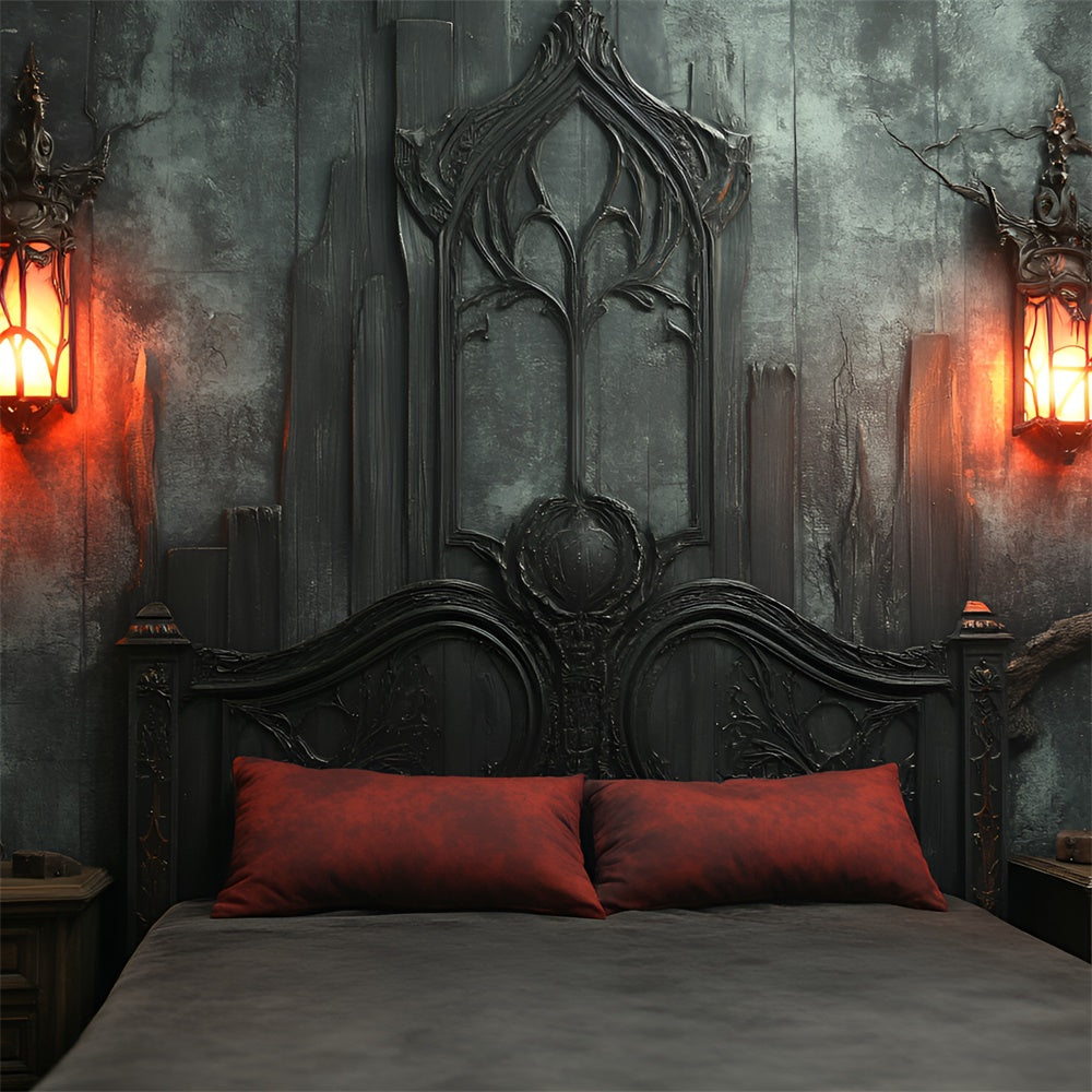 Toile de fond Boudoir Tête de Lit Rouge Lanternes BRP1-486