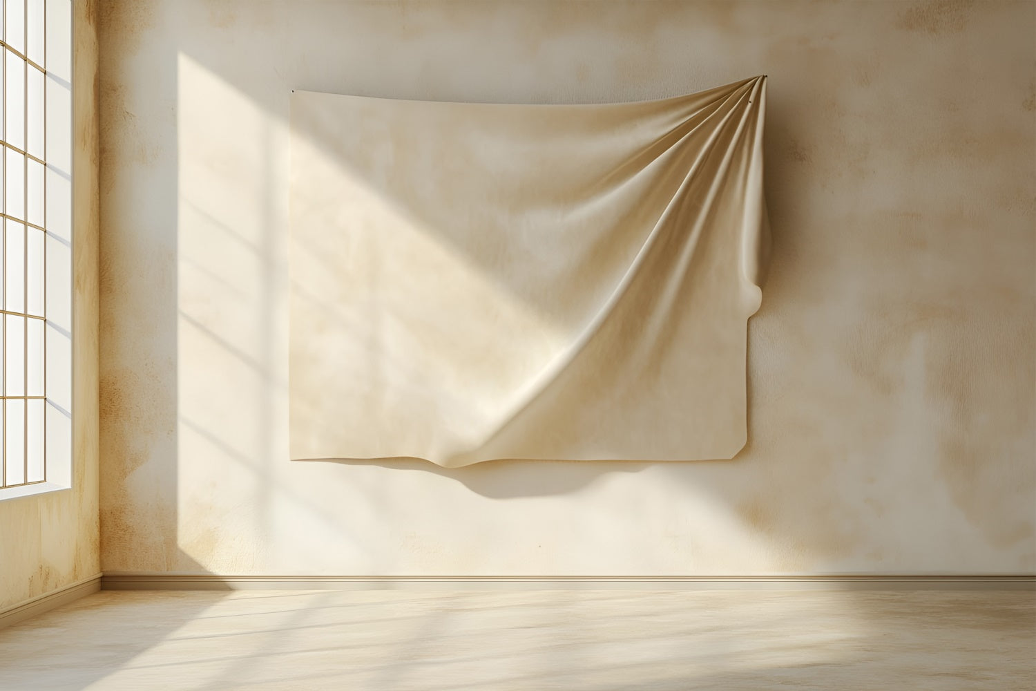 Fond Boudoir Drapé Beige Artistique Minimaliste BRP1-490