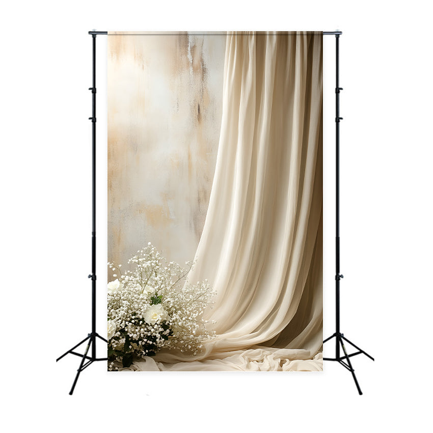 Toile de fond Boudoir Idées Fleurs Drapées Beiges BRP1-495