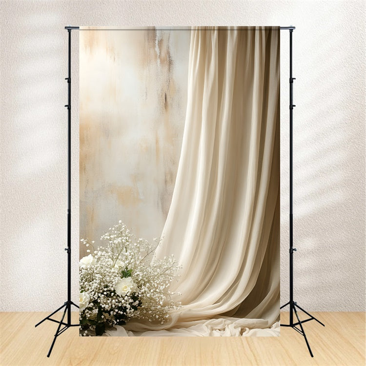 Toile de fond Boudoir Idées Fleurs Drapées Beiges BRP1-495