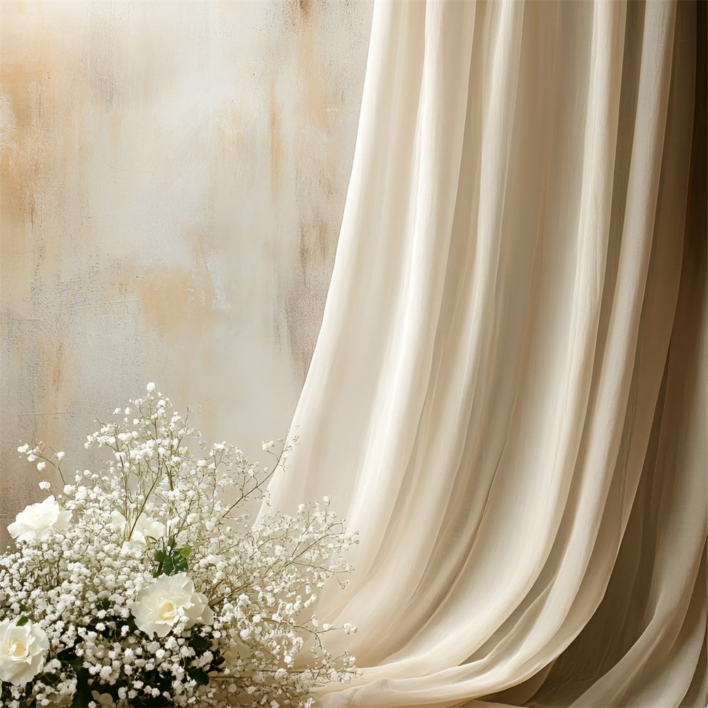 Toile de fond Boudoir Idées Fleurs Drapées Beiges BRP1-495