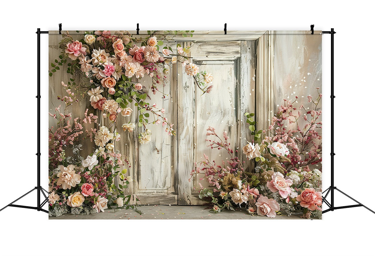 Fond Photo Fleuri Porte en Bois Vintage BRP1-500