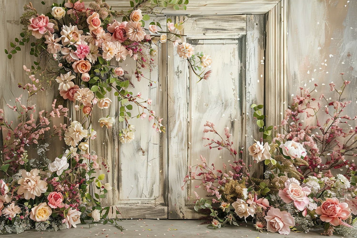 Fond Photo Fleuri Porte en Bois Vintage BRP1-500
