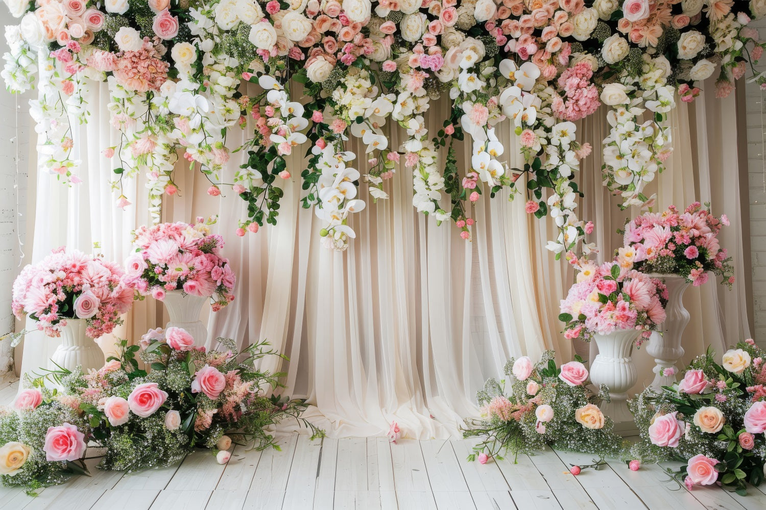 Toile de fond Florale Romantique Roses Roses Orchidées BRP1-504