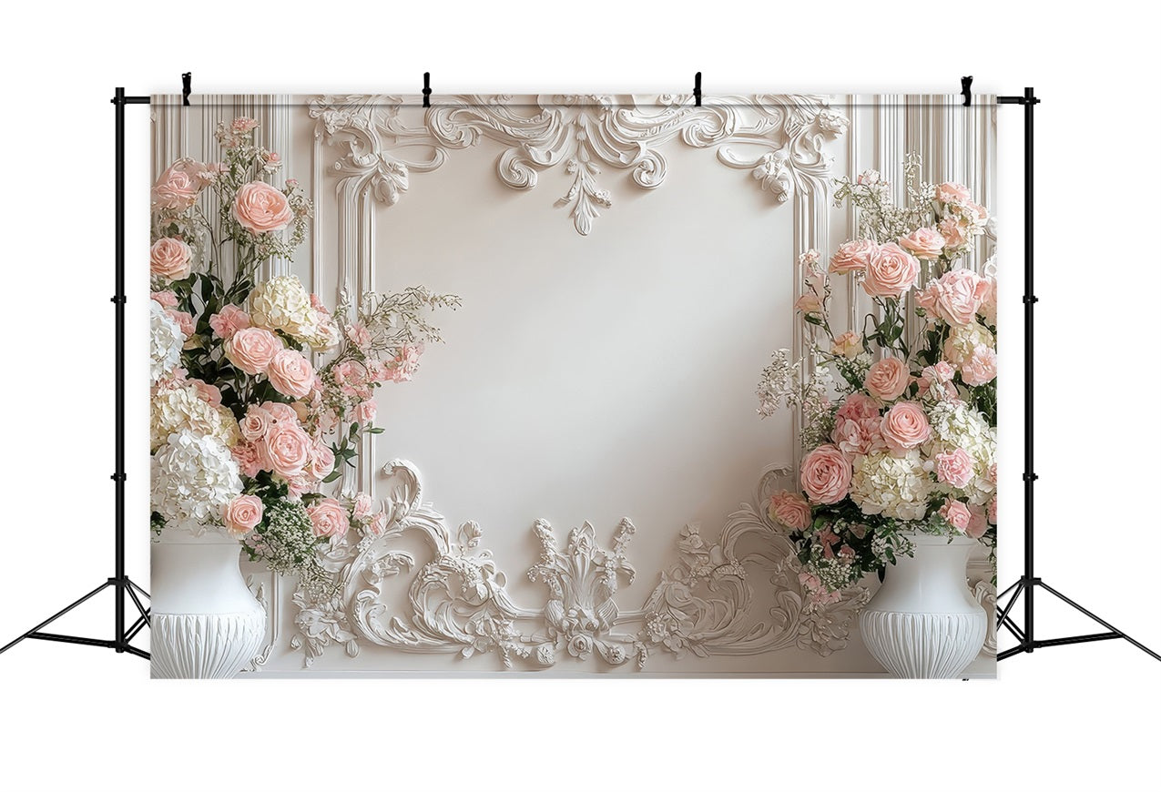 Fond Photo Fleurs Baroque Roses Crème BRP1-506