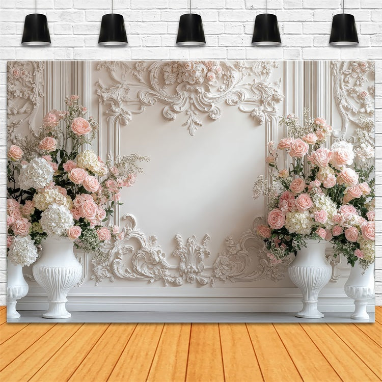 Fond Photo Fleurs Baroque Roses Crème BRP1-506