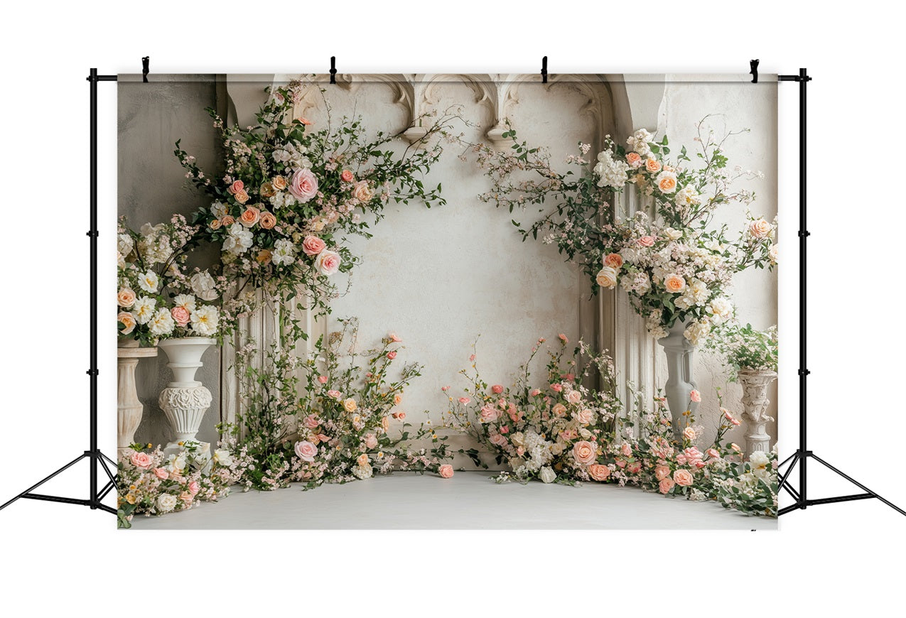 Fond Photo Fleuri Décor Rustique Arche de Roses BRP1-507