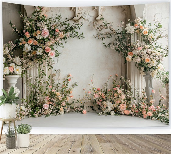 Fond Photo Fleuri Décor Rustique Arche de Roses BRP1-507