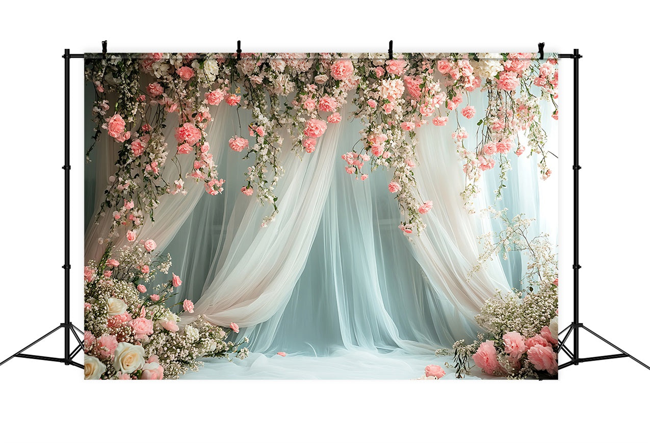 Fond Photo Fleuri Drapé Romantique Roses Roses BRP1-509