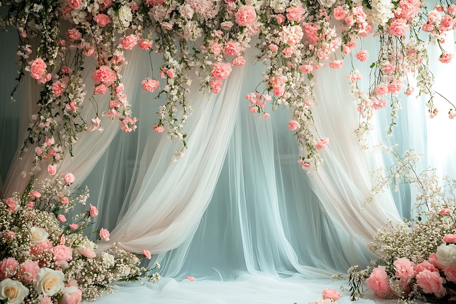Fond Photo Fleuri Drapé Romantique Roses Roses BRP1-509