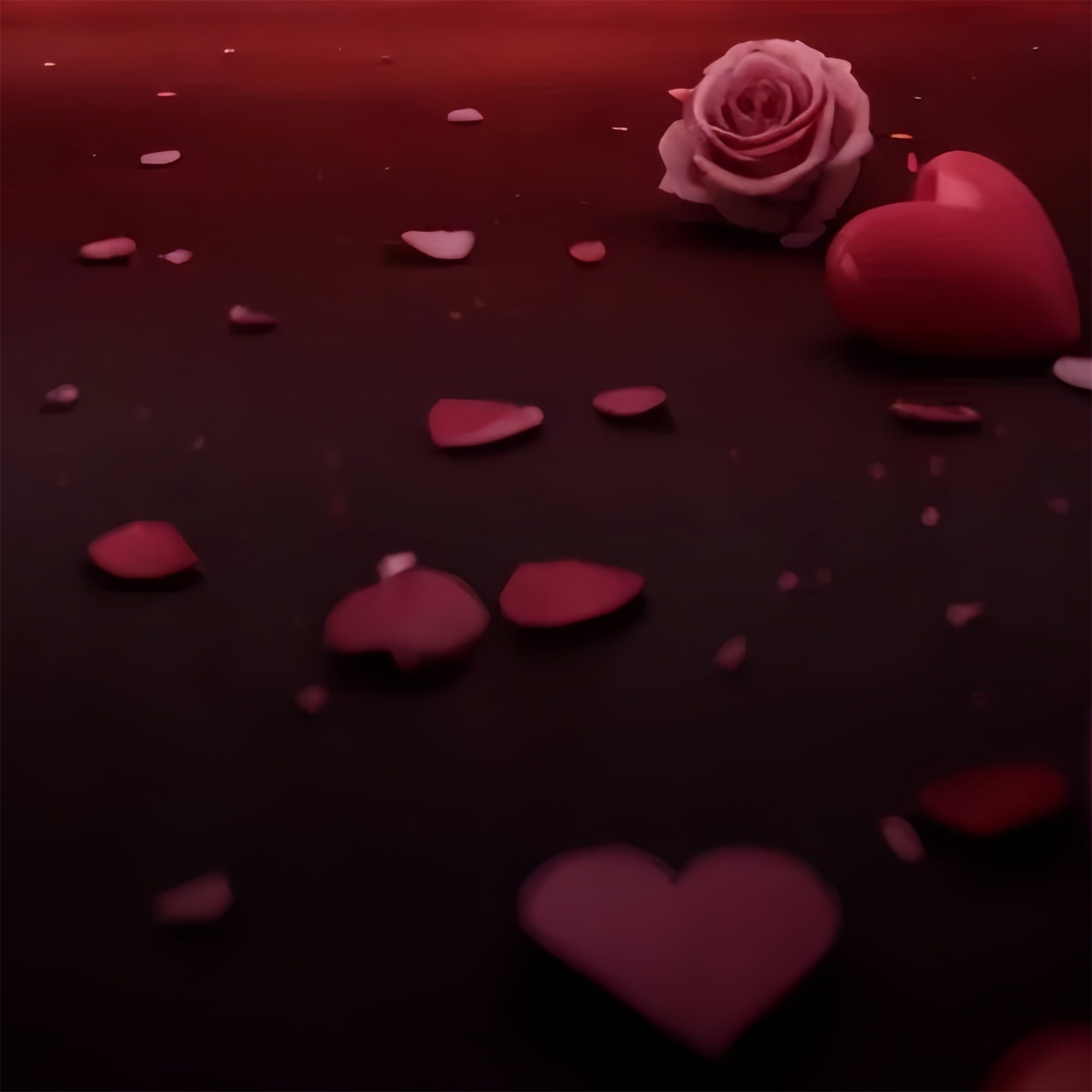 Toile de fond Sol Cœurs Rouges Fleurs BRP1-554