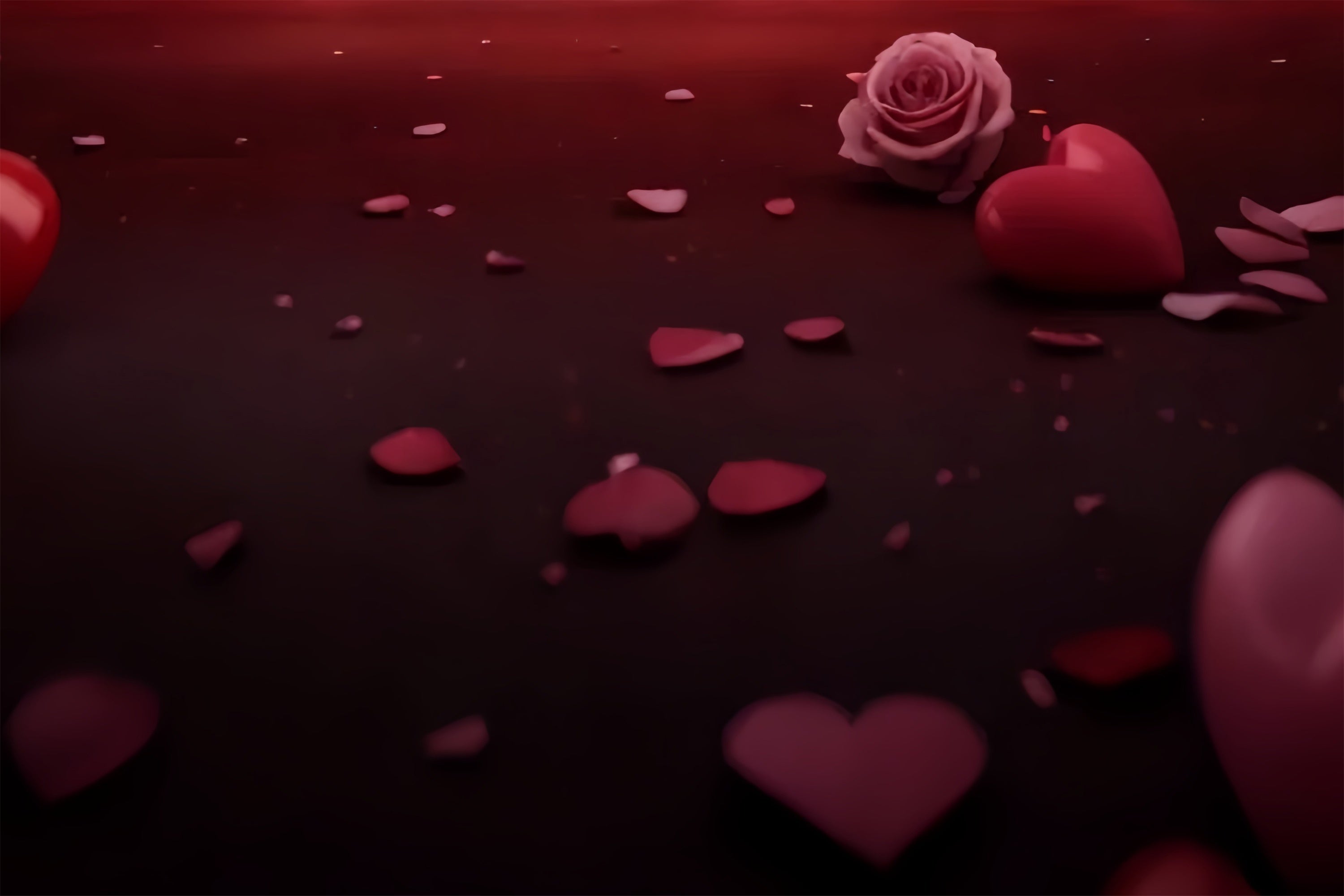 Toile de fond Sol Cœurs Rouges Fleurs BRP1-554