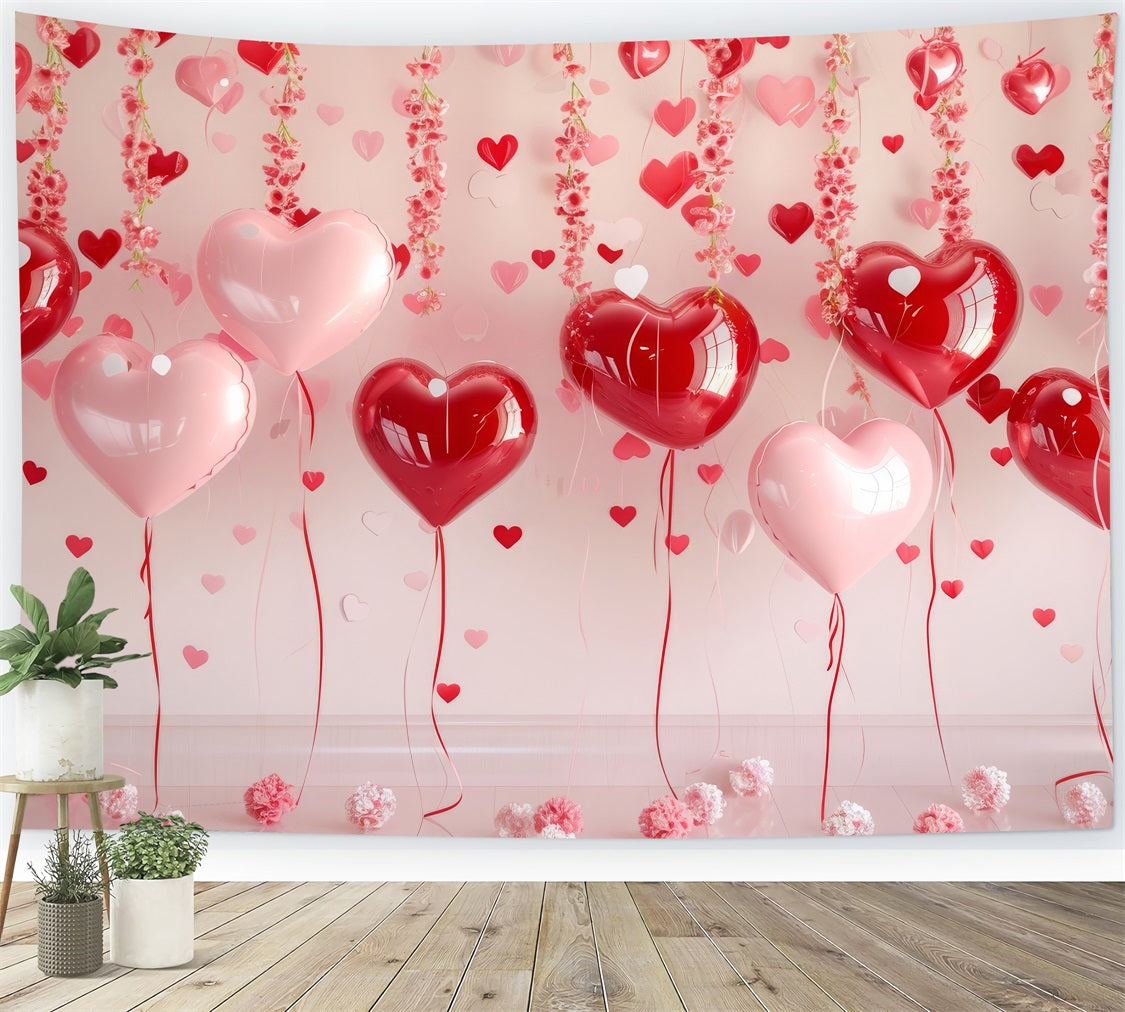 Toile de Fond St-Valentin Ballons Cœurs Floraux Suspendus BRP1-93