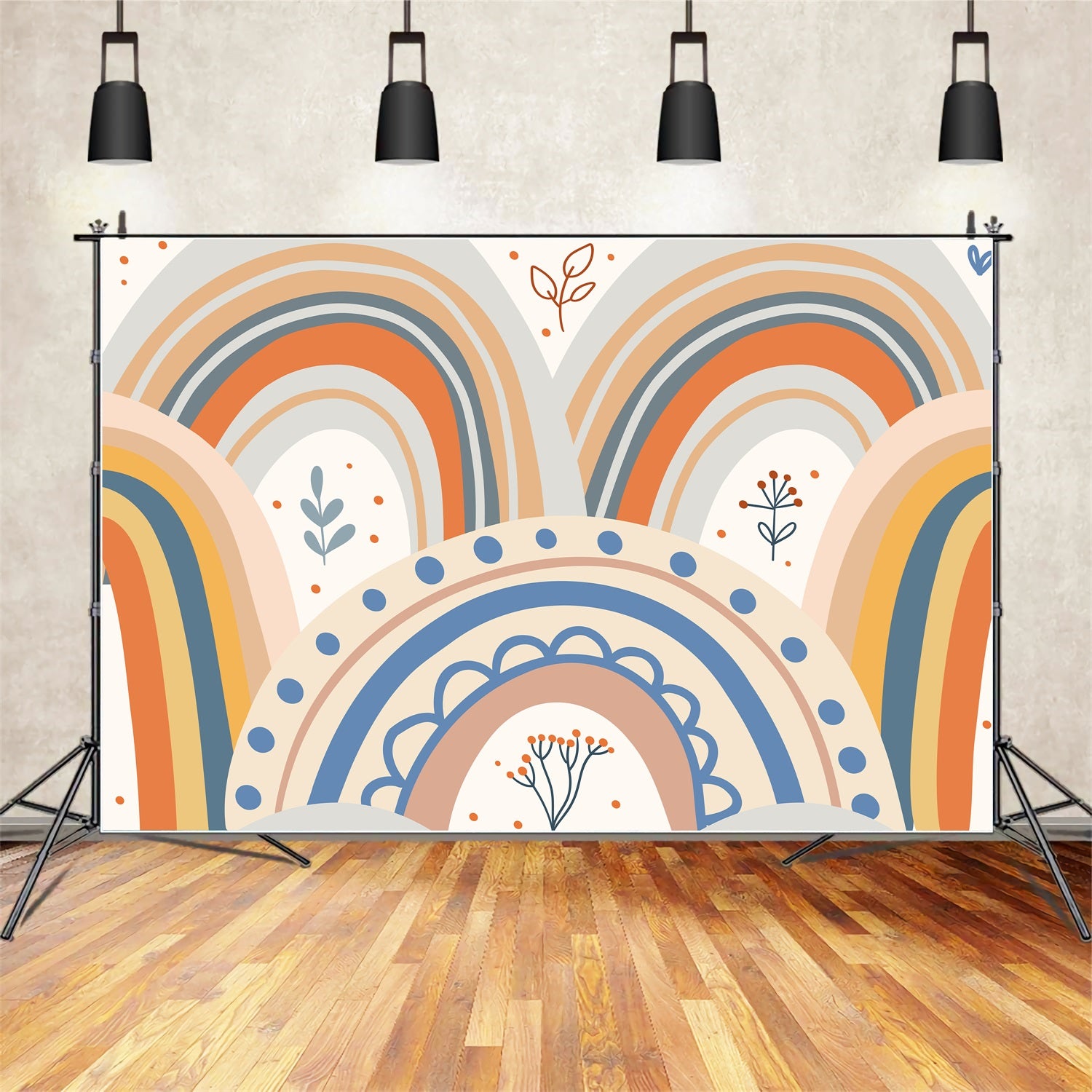 Toile de fond Floral abstrait arc-en-ciel coloré bohème BRP10-101