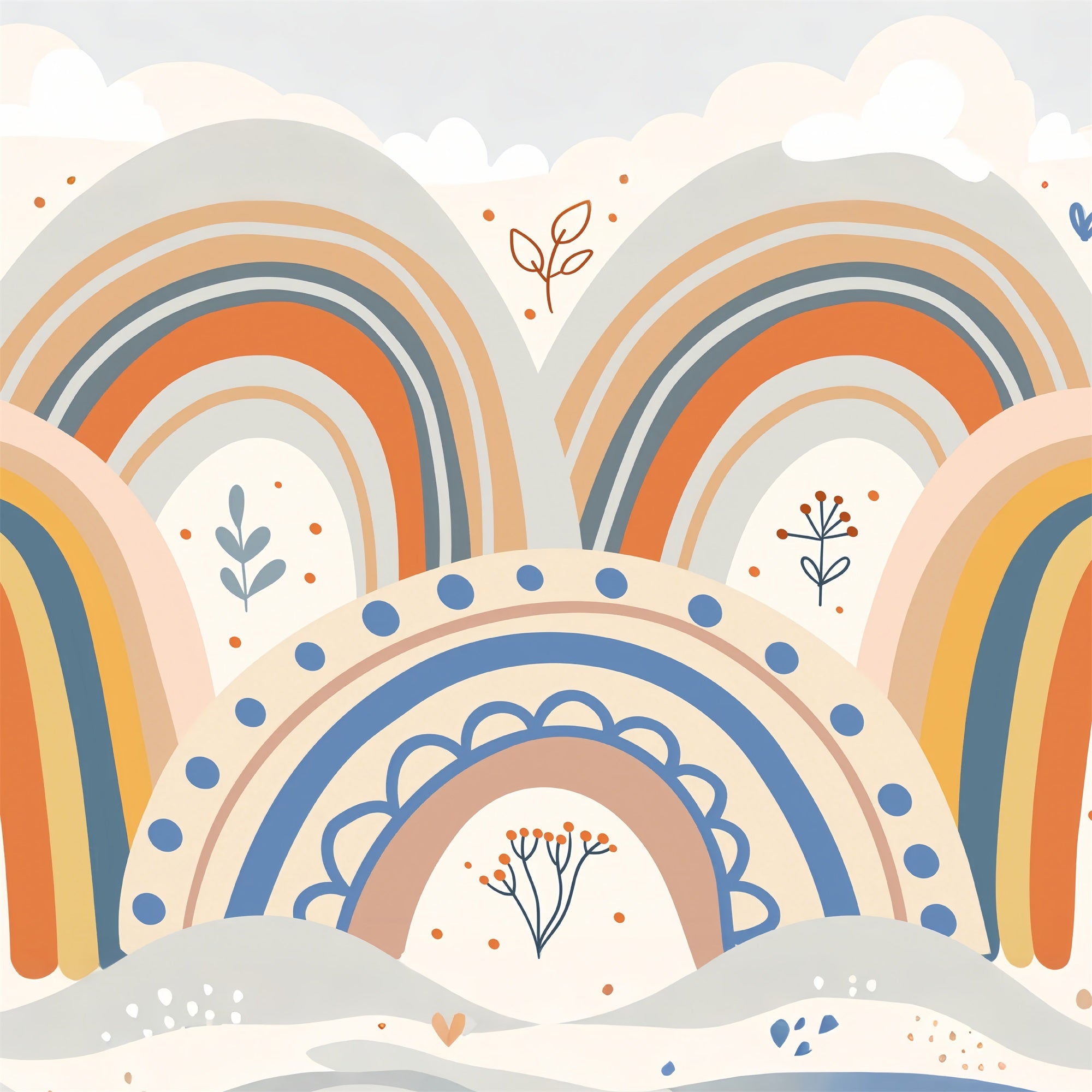 Toile de fond Floral abstrait arc-en-ciel coloré bohème BRP10-101